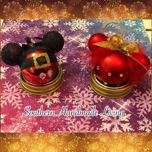 Handmade Mickey and Minnie ornaments set